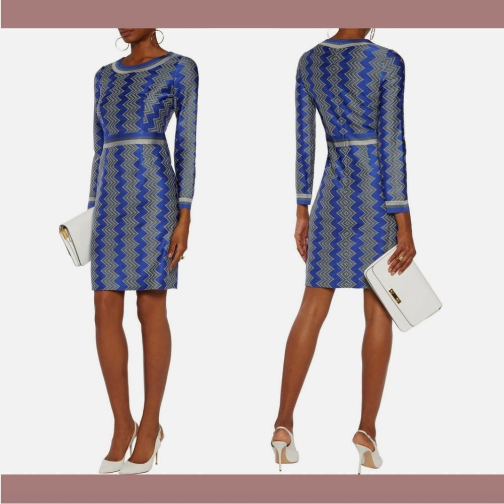 NWD Missoni‎ Crochet Knit Zig Zag Dress in Blue [ SZ 38 ] #Q438